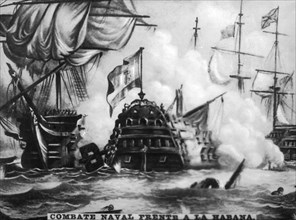 October 12th 1747, Naval Battle, 1920s. Artist: Unknown