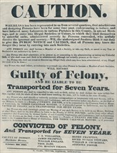 Posters warning those guilty of illegal oaths were liable to deportation', (1834), 1934.. Artist: Unknown