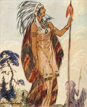 Pocahontas, Native American chief's daughter who saved John Smith, 1937. Artist: Alexander K MacDonald