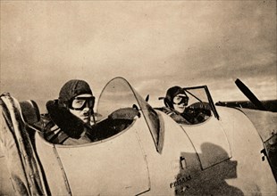Starting on an instructional flight in a Miles Magister. The pupil is in the rear cockpit', 1940. Artist: Unknown