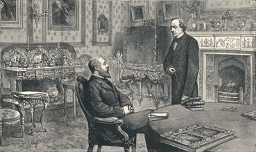 Prince of Wales visiting Lord Beaconsfield at Hughenden Manor, 1896. Artist: Unknown