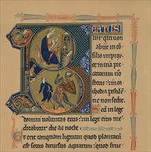 Miniature Initial and Part of a Page from a Psalter, (13th century), 1901. Artist: Unknown