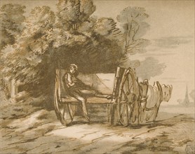 Boy with a Cart. - Sketch with Pen & Wash, 18th century, (1906). Artist: Thomas Gainsborough