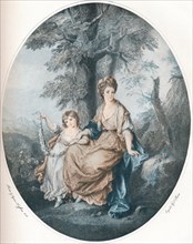 Lady Rushout and her Daughter, 1784, (1902). Artist: Thomas Burke