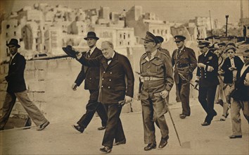 'Mr. Churchill called at Malta, where he is seen with Field-Marshal Lord Gort', 1943-1944. Artist: Unknown.