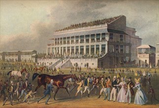'Epsom Grand Stand - The Winner of the Derby Race', 19th century. Artist: Richard Reeve.