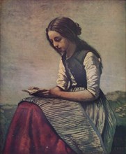 'La petite Liseuse ou Jeune bergère assise et lisant', c1855. Artist: Jean-Baptiste-Camille Corot.