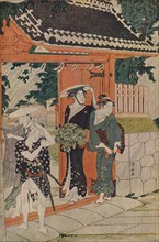 'A Sudden Shower at the Mimeguri Inari Shrine', 1787. Artist: Torii Kiyonaga.