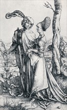 'Young Couple Threatened by Death` (or `The Promenade'), 1495, (1906). Artist: Albrecht Durer.
