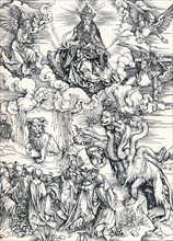 'The Seven-Headed Beast and the Beast with Lamb`s Horns', 1498 (1906).  Artist: Albrecht Durer.