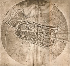 A map representing the town of Imola, Italy, c1472-c1519 (1883). Artist: Leonardo da Vinci.