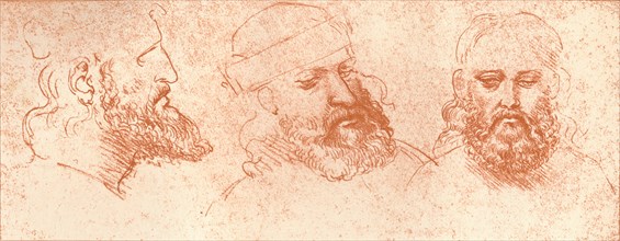 Drawing of oriental heads, in red chalk, c1472-c1519 (1883). Artist: Leonardo da Vinci.