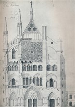 'Elevation of North Transept, Westminster Abbey, Showing Cut-Out with Wren's Scheme for Restoration' Artist: Unknown.