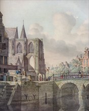'Continental River Scene with Bridge and Church', c18th century. Artist: Johannes Huibert Prins.