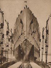 Launch of the Cunard ocean liner `Queen Mary`, 1934 (1935).  Artist: Unknown.