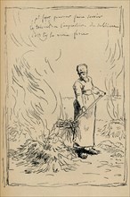 'Peasant Burning Weeds', 19th century. Artist: Jean Francois Millet.