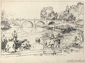 'The Watering Place at the Pont Marie', 1915. Artist: Auguste Lepere.