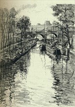 'Barges on the Seine', 1915. Artist: Frank Milton Armington.