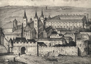 'The Abbey of St Germain-des-Prés in the 14th Century', 1915. Artist: Unknown.