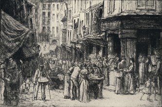 'The Crowd, Rue Mouffetard', 1915. Artist: Charles Heyman.