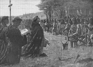 The thanksgiving service on the field of Agincourt, France, 1415 (1905). Artist: EBL.