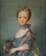 'A Girl With Kitten', c1743. Artist: Jean-Baptiste Perronneau.