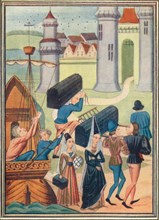The landing of the Lady de Coucy at Boulogne, 1399 (1905). Artist: Unknown.