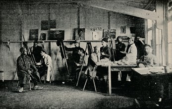 'Artist Prisoners of War in their studio at Giessen', c1916. Artist: Unknown.