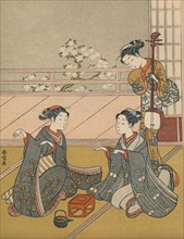 'Young Women Playing Kitsune-ken', c1768. Artist: Suzuki Harunobu.