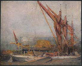 'Hay Barges on the Thames', 1905. Artist: Arthur Streeton.