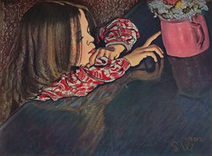 'Girl Looking at Flower Vase', 1902. Artist: Stanislaw Wyspianski.