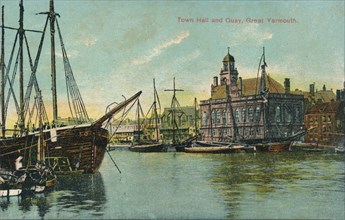 Town hall and quay, Great Yarmouth, Norfolk, c1905. Artist: Unknown.