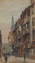 View of Wych Street, Westminster, looking east from New Inn gateway, London, c1880. Artist: John Crowther.