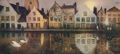 'Old Embankment at Bruges', c1890 Artist: Victor Olivier Gilsoul.