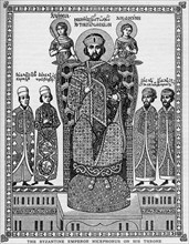 The Byzantine Emperor Nicephorus on his throne, 11th century (1908). Artist: Unknown.