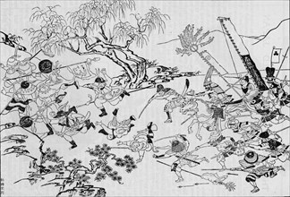 A Japanese artist's picture of Japan's invasion of Korea in 1592 (1907). Artist: Unknown.