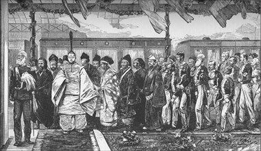 Opening of the first railway in Japan, 1872 (1907). Artist: Unknown.