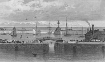 'Ramsgate Harbour and Light House, Kent', c1829. Artist: C Bedford.