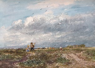 'Flying the Kite', 1852. Artist: David Cox the elder.