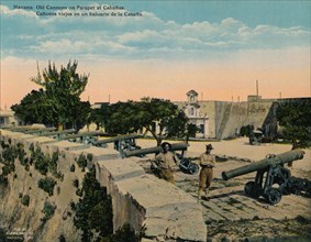 Old cannons on a parapet at La Cabana Fortress, Havana, Cuba, c1920. Artist: Unknown.
