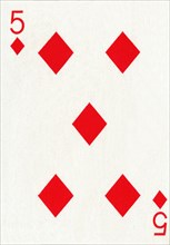 5 of Diamonds from a deck of Goodall & Son Ltd. playing cards, c1940. Artist: Unknown.