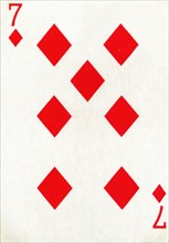7 of Diamonds from a deck of Goodall & Son Ltd. playing cards, c1940.  Artist: Unknown.
