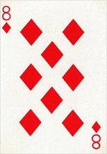 8 of Diamonds from a deck of Goodall & Son Ltd. playing cards, c1940. Artist: Unknown.