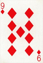 9 of Diamonds from a deck of Goodall & Son Ltd. playing cards, c1940. Artist: Unknown.