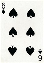 6 of Spades from a deck of Goodall & Son Ltd. playing cards, c1940. Artist: Unknown.