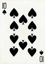 10 of Spades from a deck of Goodall & Son Ltd. playing cards, c1940. Artist: Unknown.