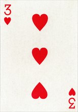 3 of Hearts from a deck of Goodall & Son Ltd. playing cards, c1940. Artist: Unknown.