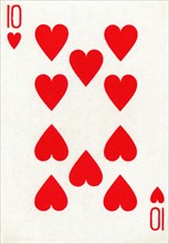 10 of Hearts from a deck of Goodall & Son Ltd. playing cards, c1940. Artist: Unknown.