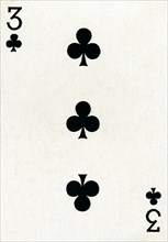3 of Clubs from a deck of Goodall & Son Ltd. playing cards, c1940. Artist: Unknown.
