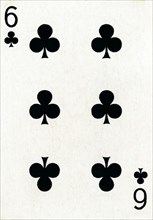 6 of Clubs from a deck of Goodall & Son Ltd. playing cards, c1940. Artist: Unknown.